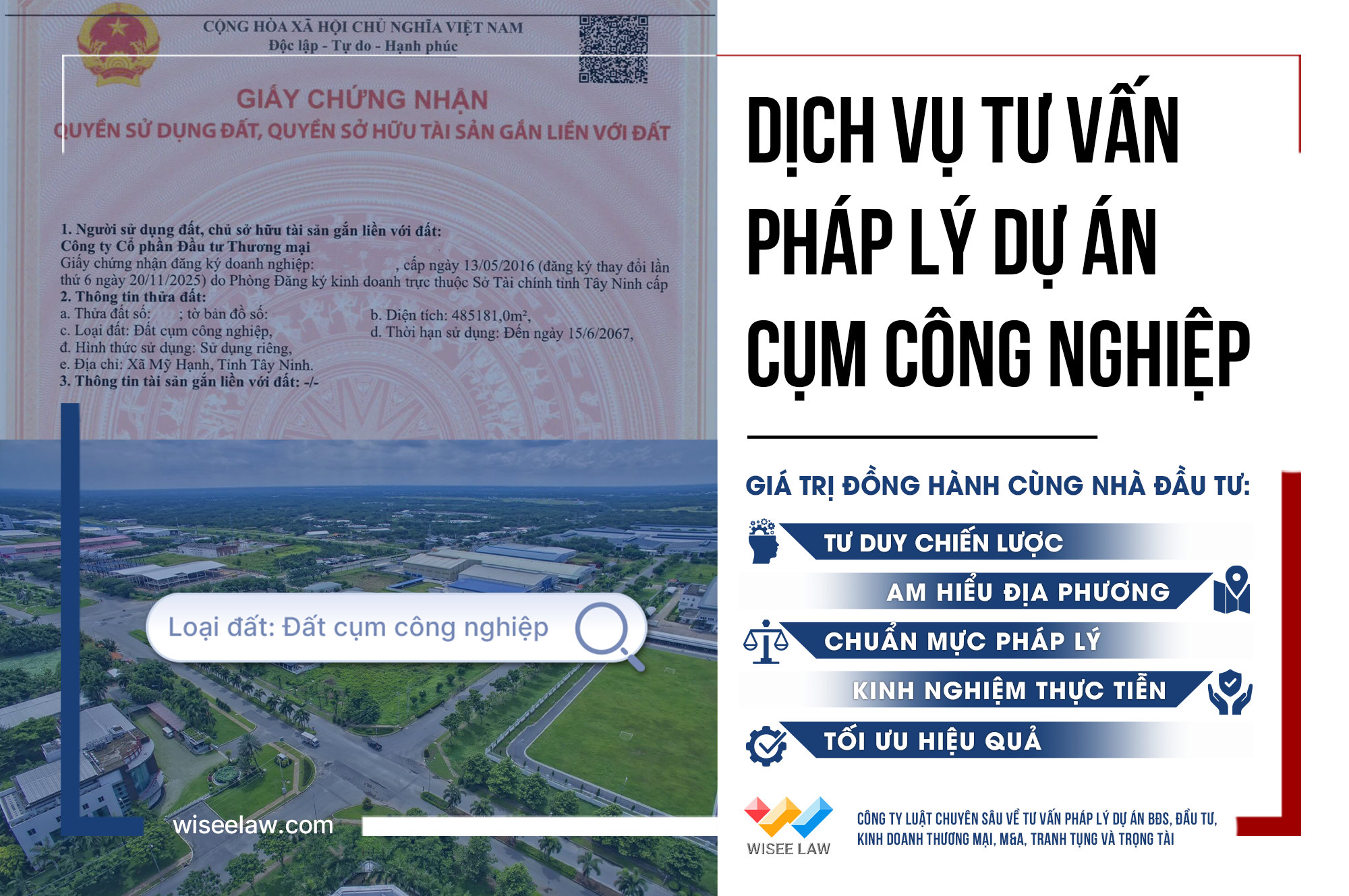 TƯ VẤN PHÁP LÝ DỰ ÁN CỤM CÔNG NGHIỆP – QUẢN TRỊ PHÁP LÝ TOÀN BỘ VÒNG ĐỜI DỰ ÁN